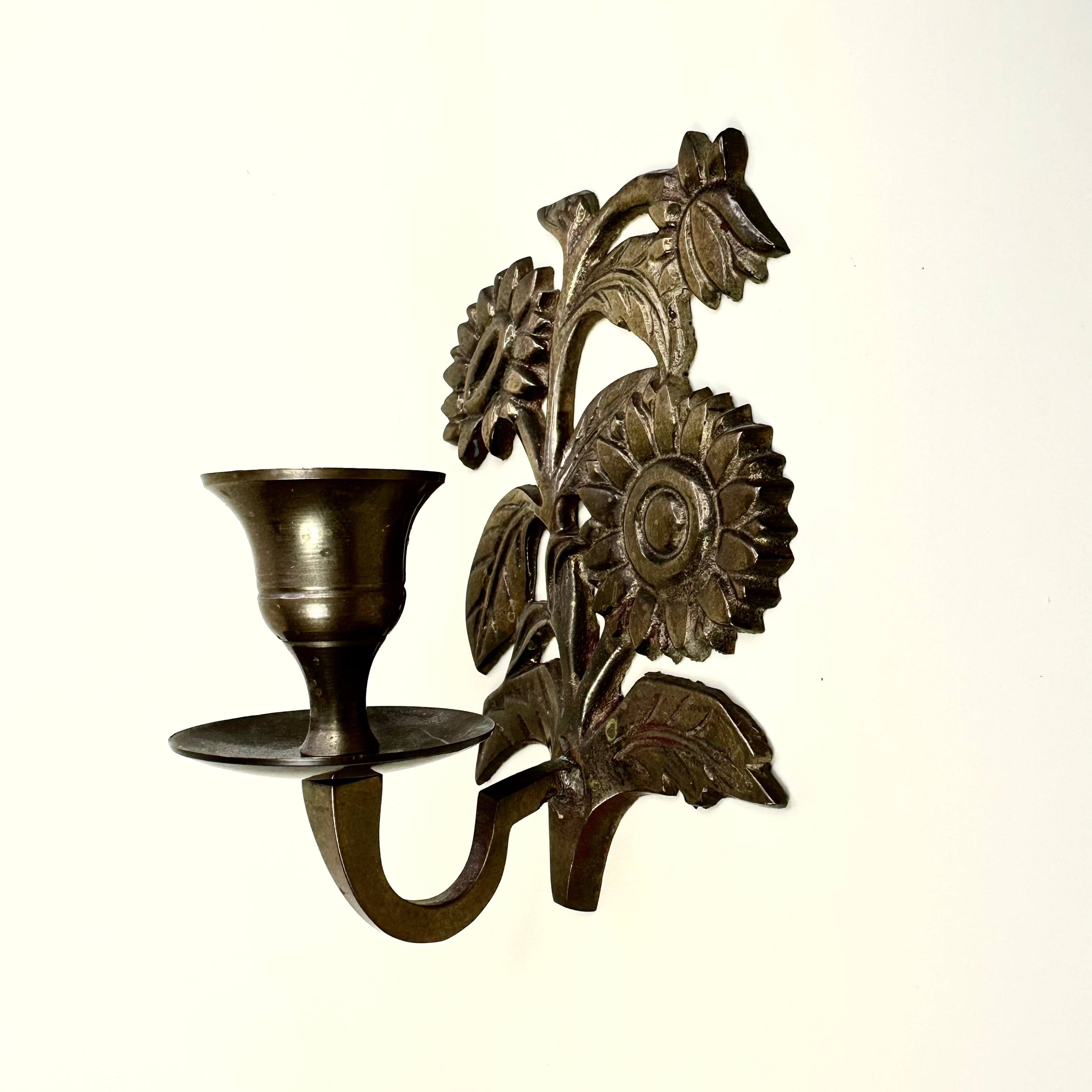 Brass Floral Wall Sconce