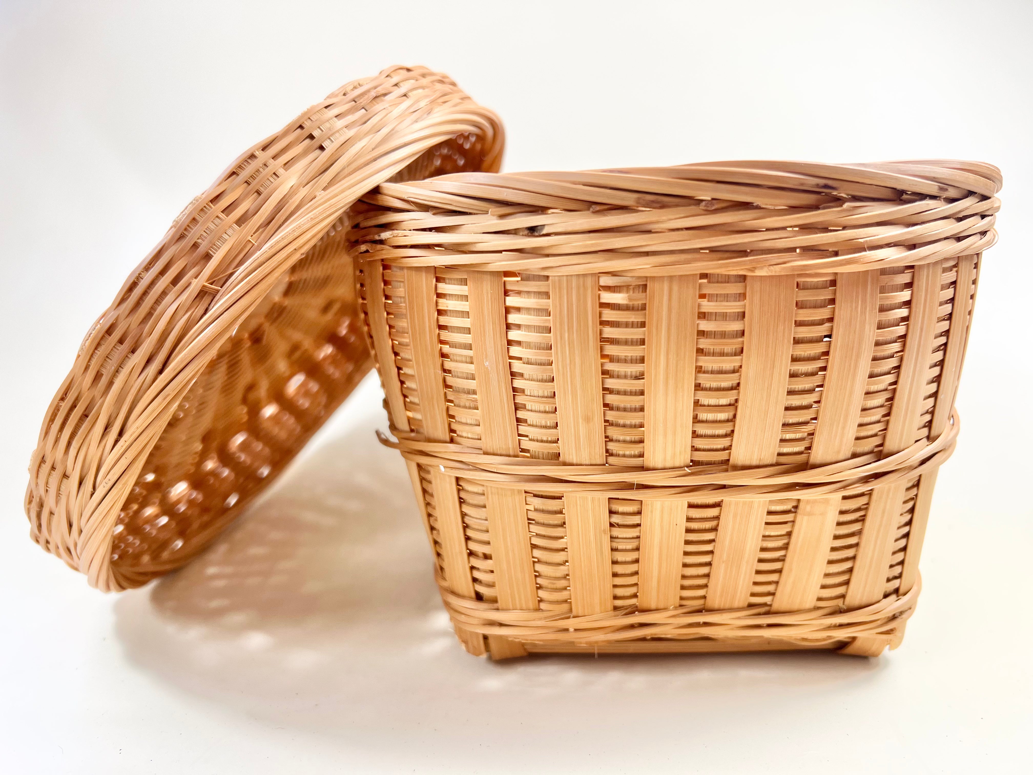 Small Lidded Wicker Basket