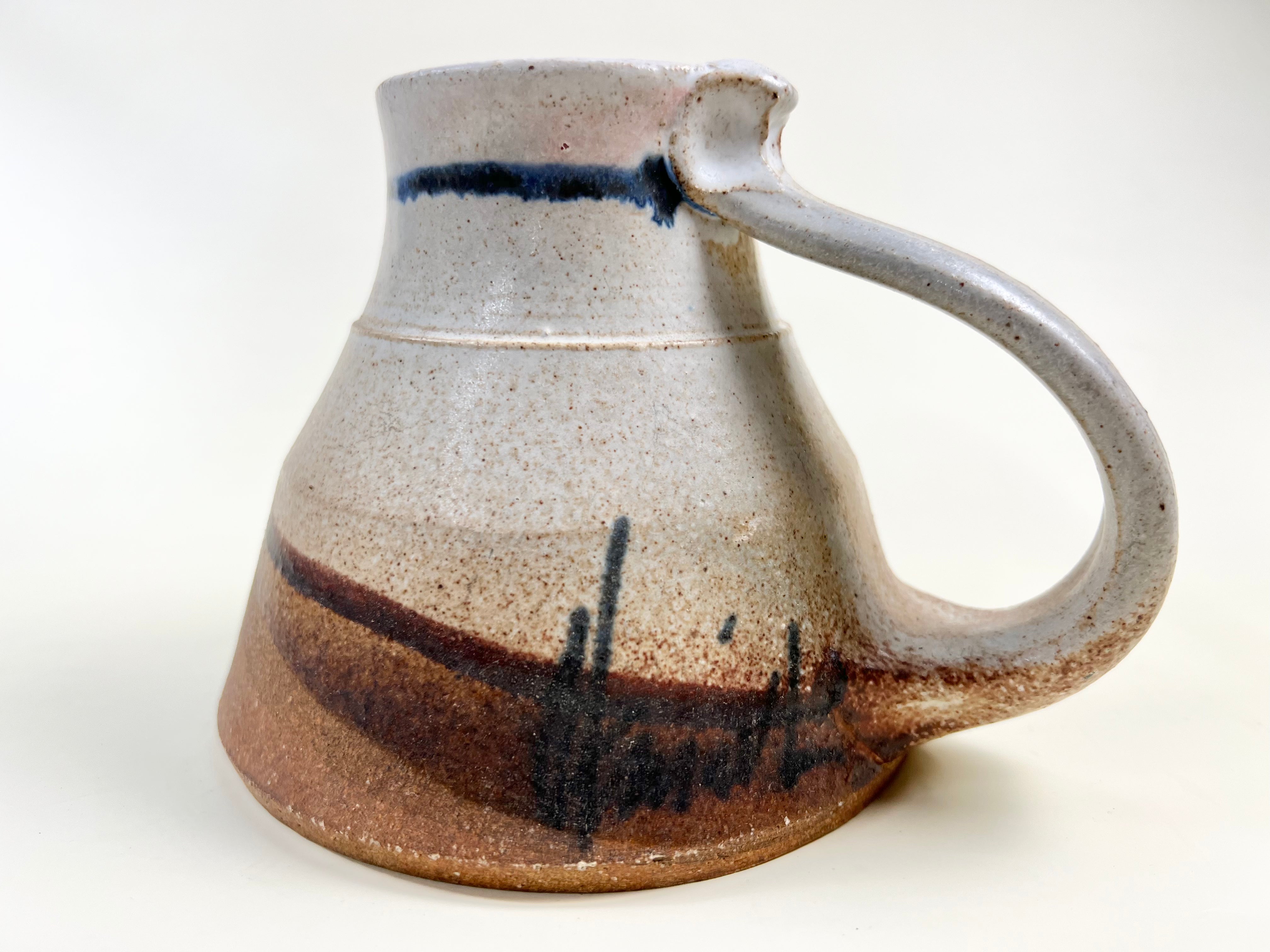 Volcano Shaped Brown and Beige Studio Pottery Mug