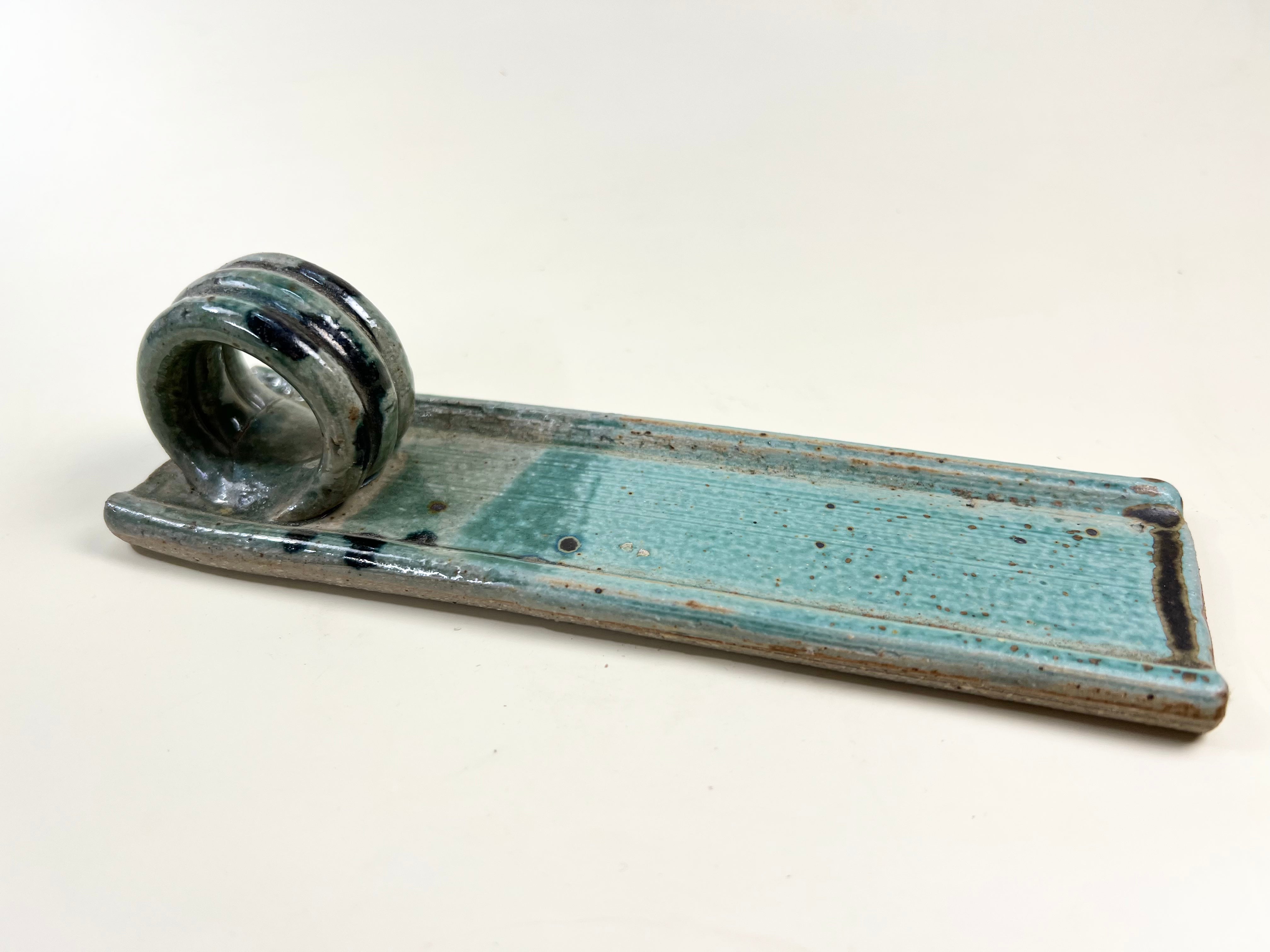 Green Studio Pottery Incense Holder with Handle