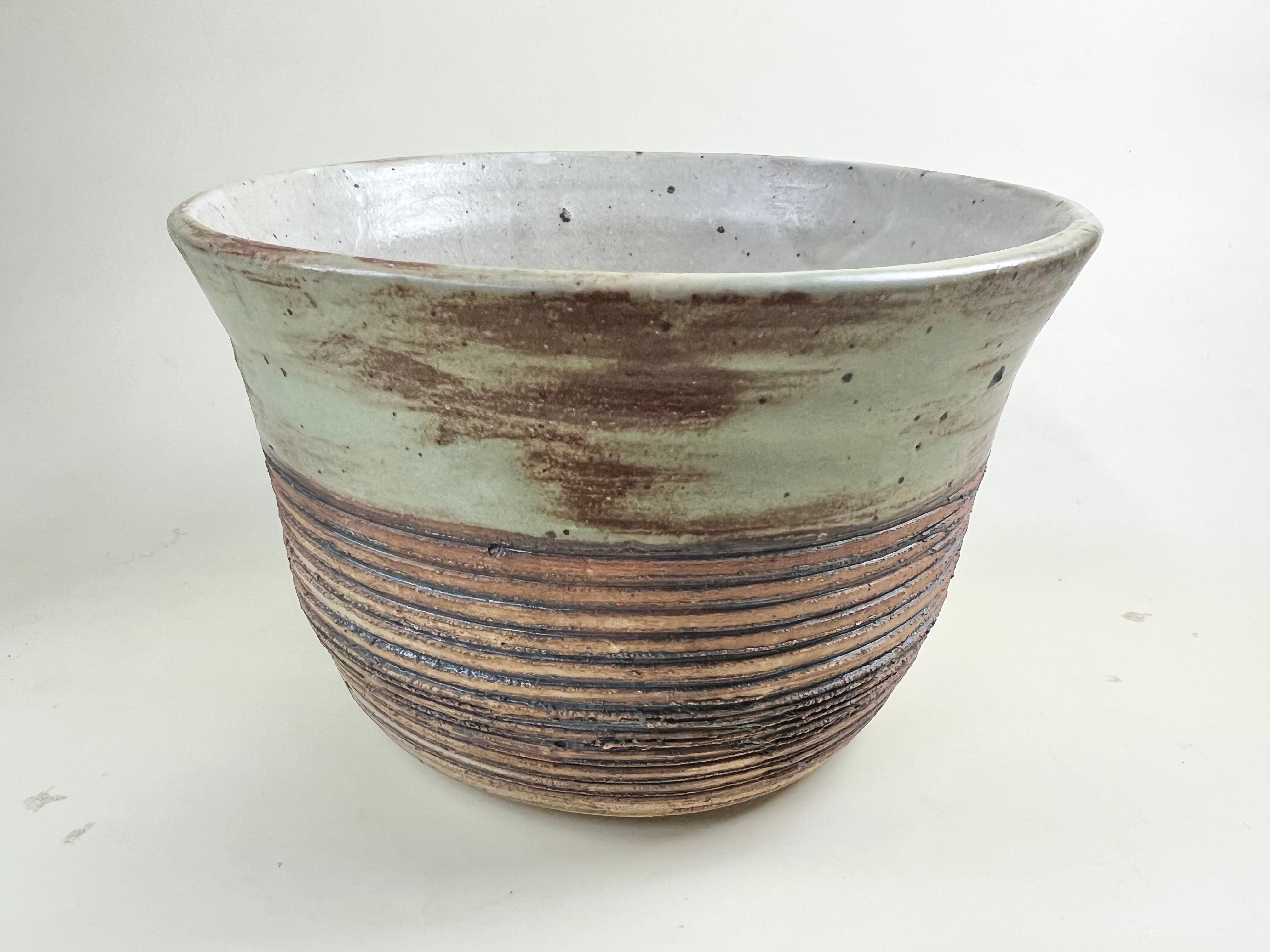 Mint Green and Brown Studio Pottery Bowl